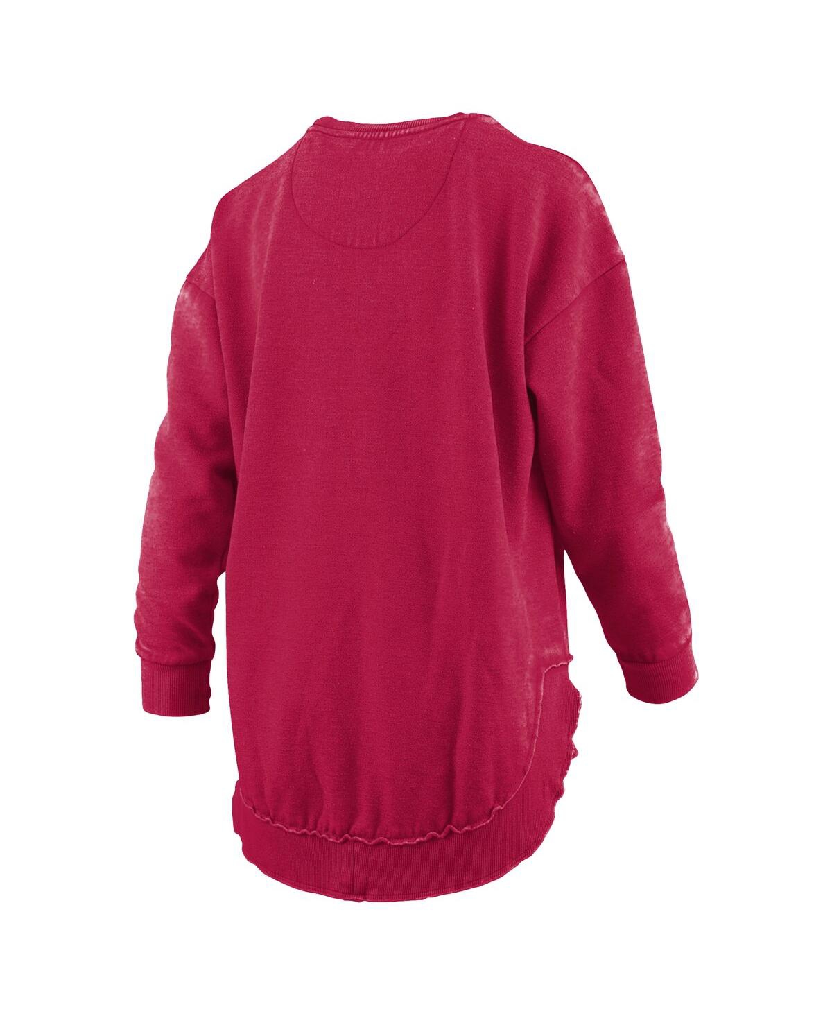 Pressbox Women's Crimson Oklahoma Sooners Melange Poncho Vintage Fleece Long Sleeve Pullover Sweatshirt In Pink