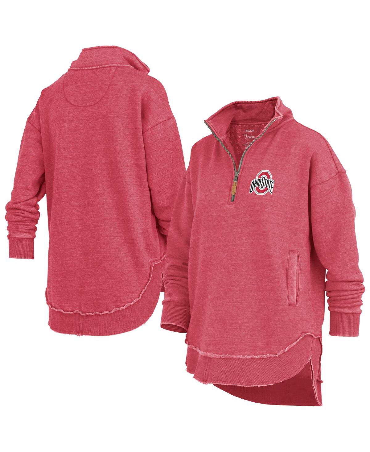 Pressbox Women's Scarlet Ohio State Buckeyes Northfork Sojourn Poncho Quarter-zip Sweatshirt In Red