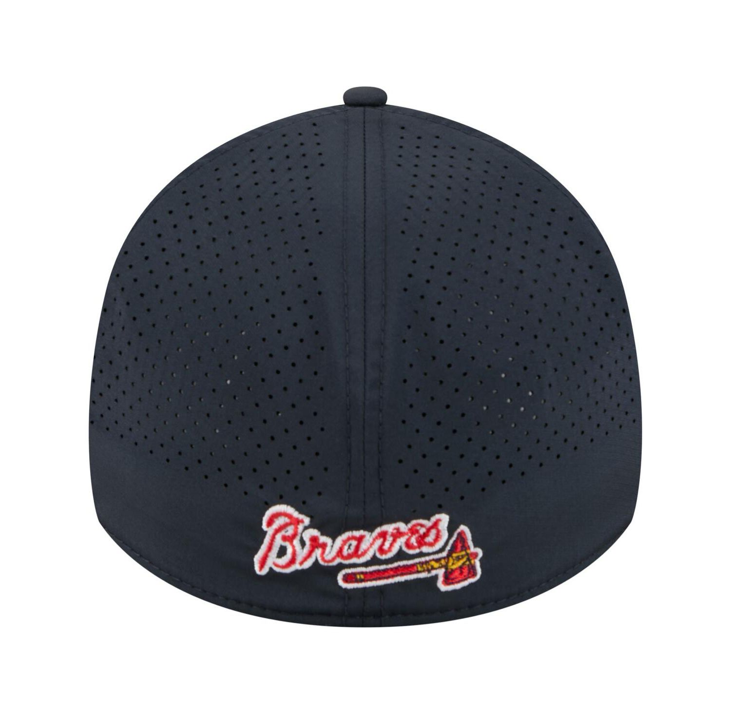Men's Navy Atlanta Braves 39THIRTY A-Frame Perforated Flex Hat
