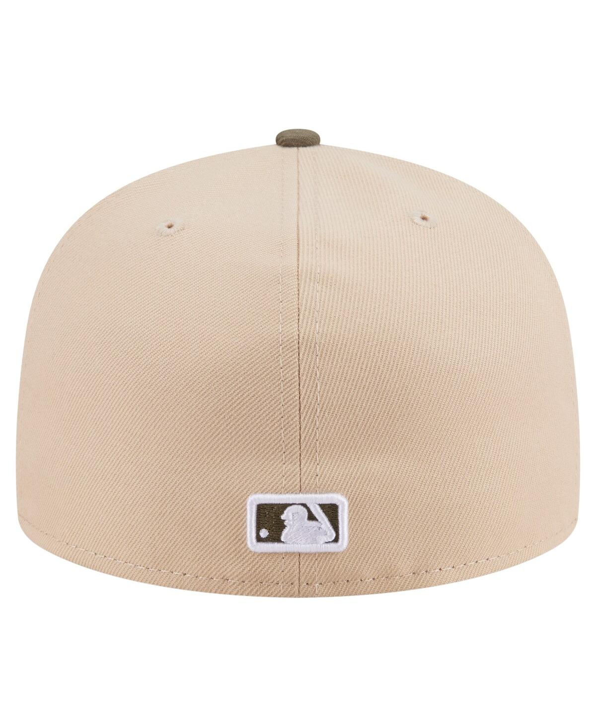 New Era Men's Light Beige/olive Atlanta Braves Two-tone Color Pack A-frame 59fifty Fitted Hat In Multi