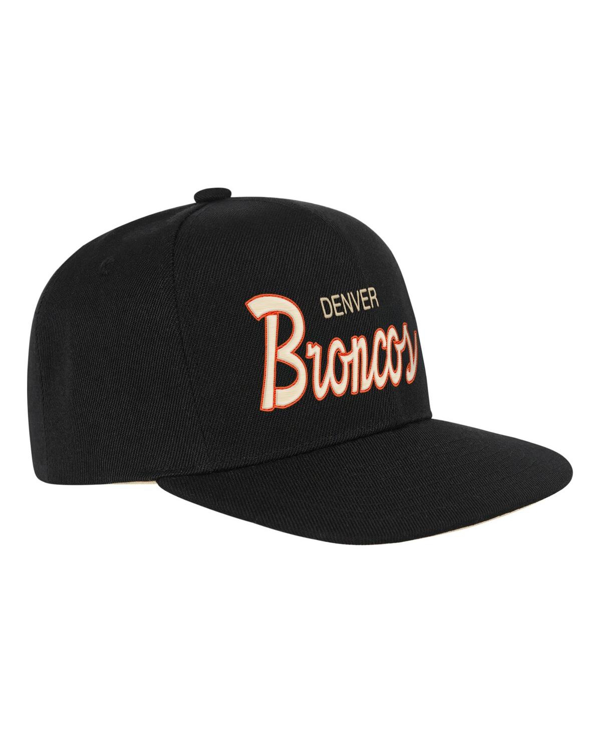 Mitchell & Ness Big Boys And Girls Black Denver Broncos Cream Team Script Snapback Hat In Green