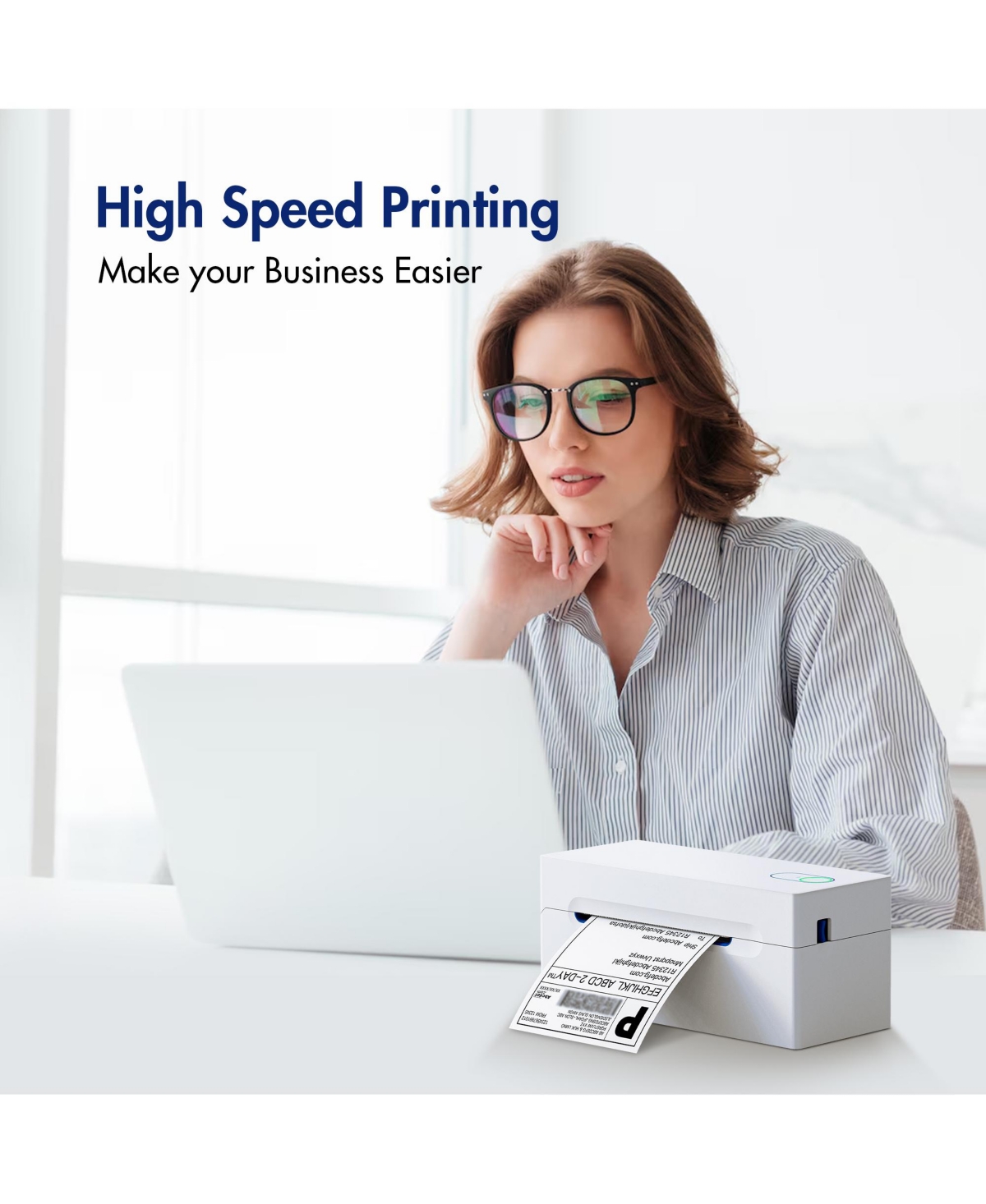 Nelko Bluetooth Thermal Shipping Label Printer, Wireless 4x6 Shipping Label Printer for Small Business, Support Android, iPhone, Windows, and Mac, Wid