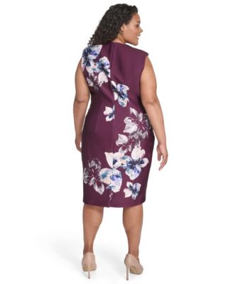 Plus Size Printed Scuba Sheath Dress