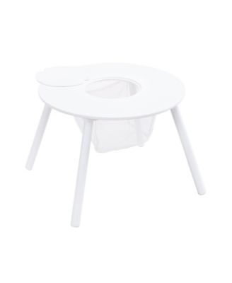 5-Piece White Wood Children's Panel Table with 4 Chairs, Suitable for kids