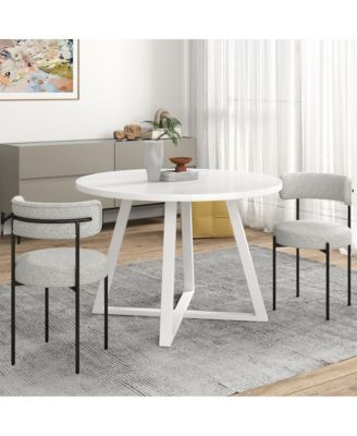 Durban 3-Pc Round Dining Set, Trestle Dining Table with 2 Boucle Chairs