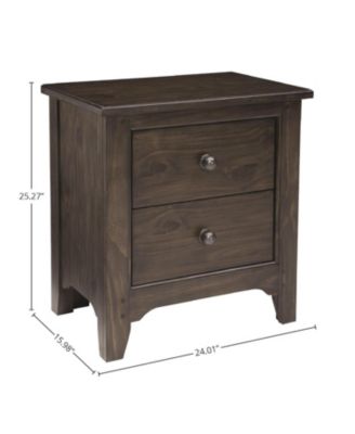 Taylor 2-Drawer Farmhouse Wood Nightstand in River Rock Brown