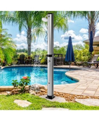 Solar Heated Outdoor Shower with Foot Rinse and 10 Gallon Tank