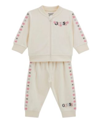 GUESS - Baby Girls 2-Piece Velour Zip-Up Sweatshirt and Sweatpant Set