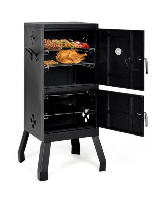 Vertical Charcoal Smoker BBQ Barbecue Grill w/ Temperature Gauge Outdoor