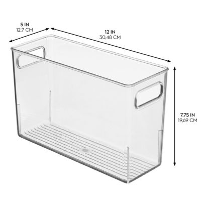 Plastic Storage Bin with Handles - Set of 2 - Clear - Made in USA