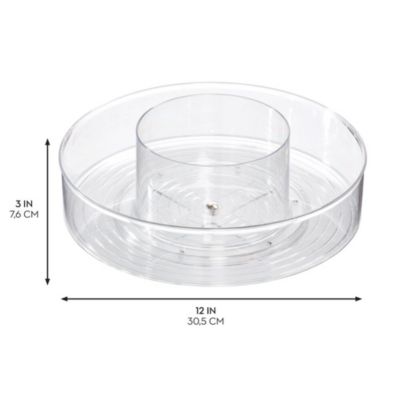 12-inch Divided Lazy Susan for Bathroom Storage - Clear