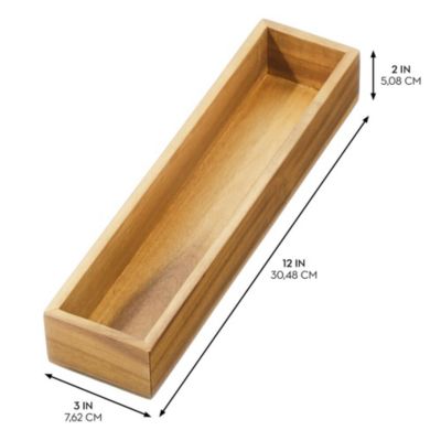 Acacia Wood Narrow Kitchen Drawer Organizer - Set of 3 - Natural