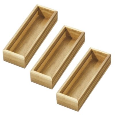Acacia Wood Kitchen Drawer Organizer - Set of 3 - Natural