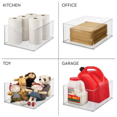 Stackable Plastic Pantry Storage Bin with Handles - Clear - Made in USA