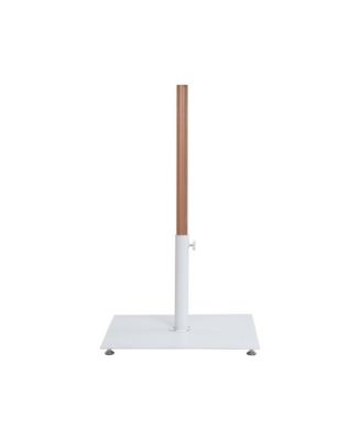 Fiji Beige Fabric / Matte White Aluminum Patio Umbrella with Base Sets