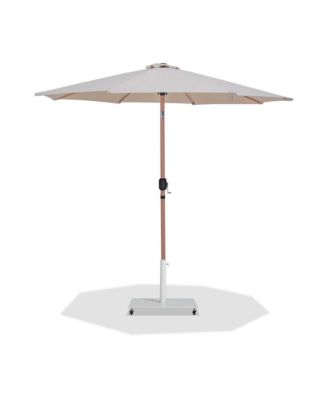 Fiji Beige Fabric / Matte White Aluminum Patio Umbrella with Base Sets