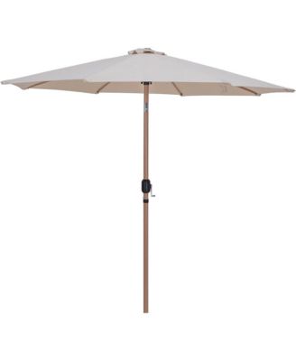 Fiji Beige Fabric / Matte White Aluminum Patio Umbrella with Base Sets