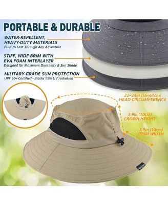 Wide Brim Sun Hat, UPF 50+ UV Protection Waterproof Packable Bucket Hat for Men & Women, Outdoor Fishing Hiking Beach