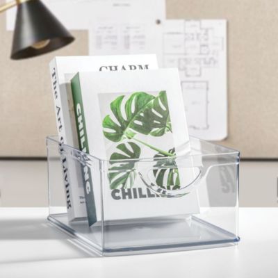 Stackable Pantry Storage Bin with Handles, Set of 2, Clear, Made in USA