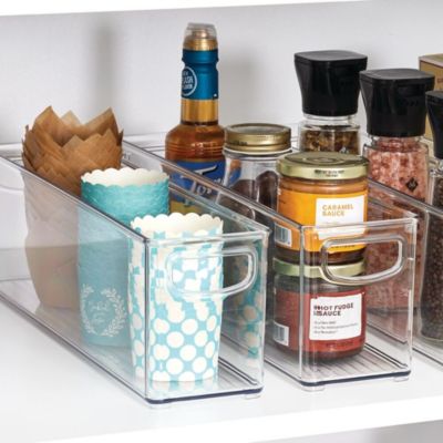 Plastic Stackable Pantry Bin with Handles, Set of 2, Clear, Made in USA