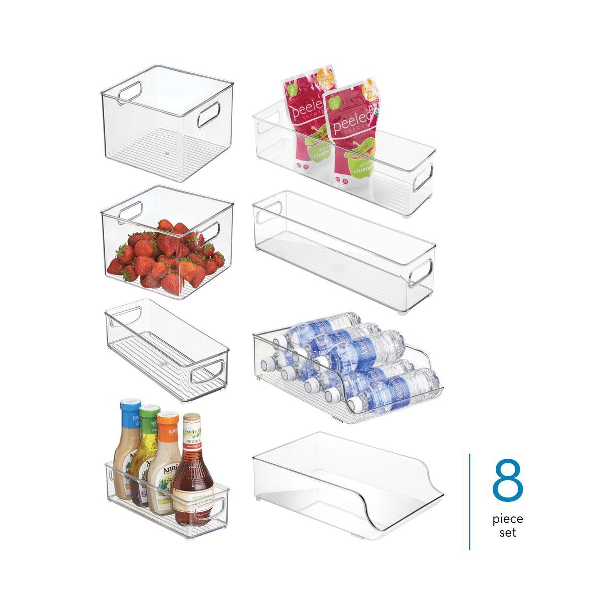 iDesign Fridge Storage Bin Set with Bottle Holder, Set of 8, Clear