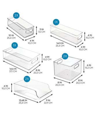 Fridge Storage Bin Set with Bottle Holder, Set of 8, Clear, Made in USA