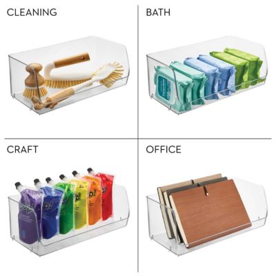 Wide Stackable Open-Front Storage Bins - Set of 6