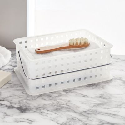 Medium Stackable Shower Basket, Set of 3, Clear/Frost, Made in USA