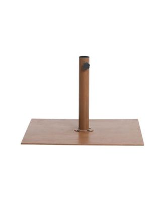 Fiji Navy Fabric / Teak Aluminum Patio Umbrella with Base Sets