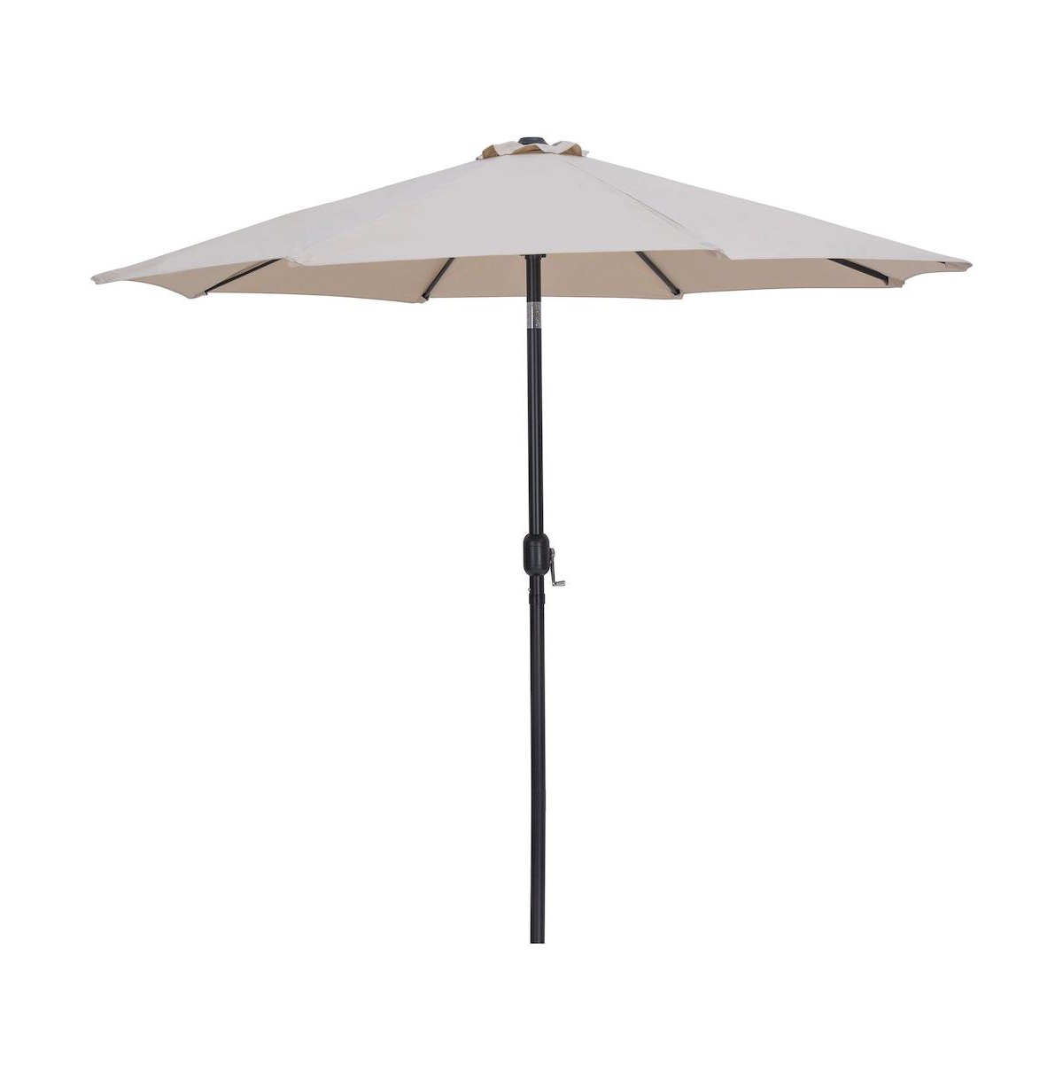 Meridian Furniture Fiji Beige Fabric / Teak Aluminum Patio Umbrella with Base Sets