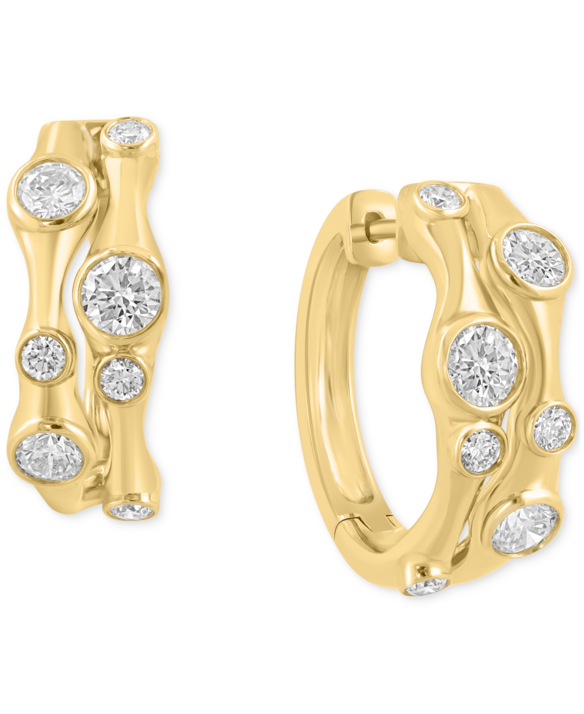 Effy Collection Effy Diamond Curvy Double Hoop Earrings (1 Ct. T.w.) In 14k Gold In Gold