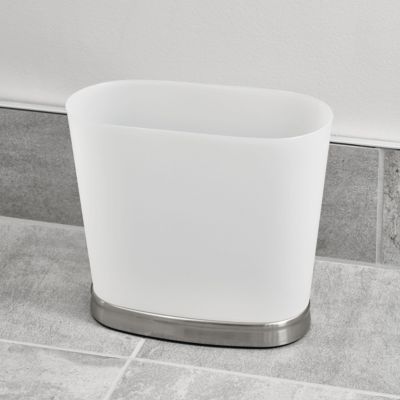 Small Oval Bathroom Trash Can - Frost/Brushed Nickel - Made in USA