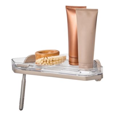 Self-Adhesive Corner Shower Shelf with Razor Holder