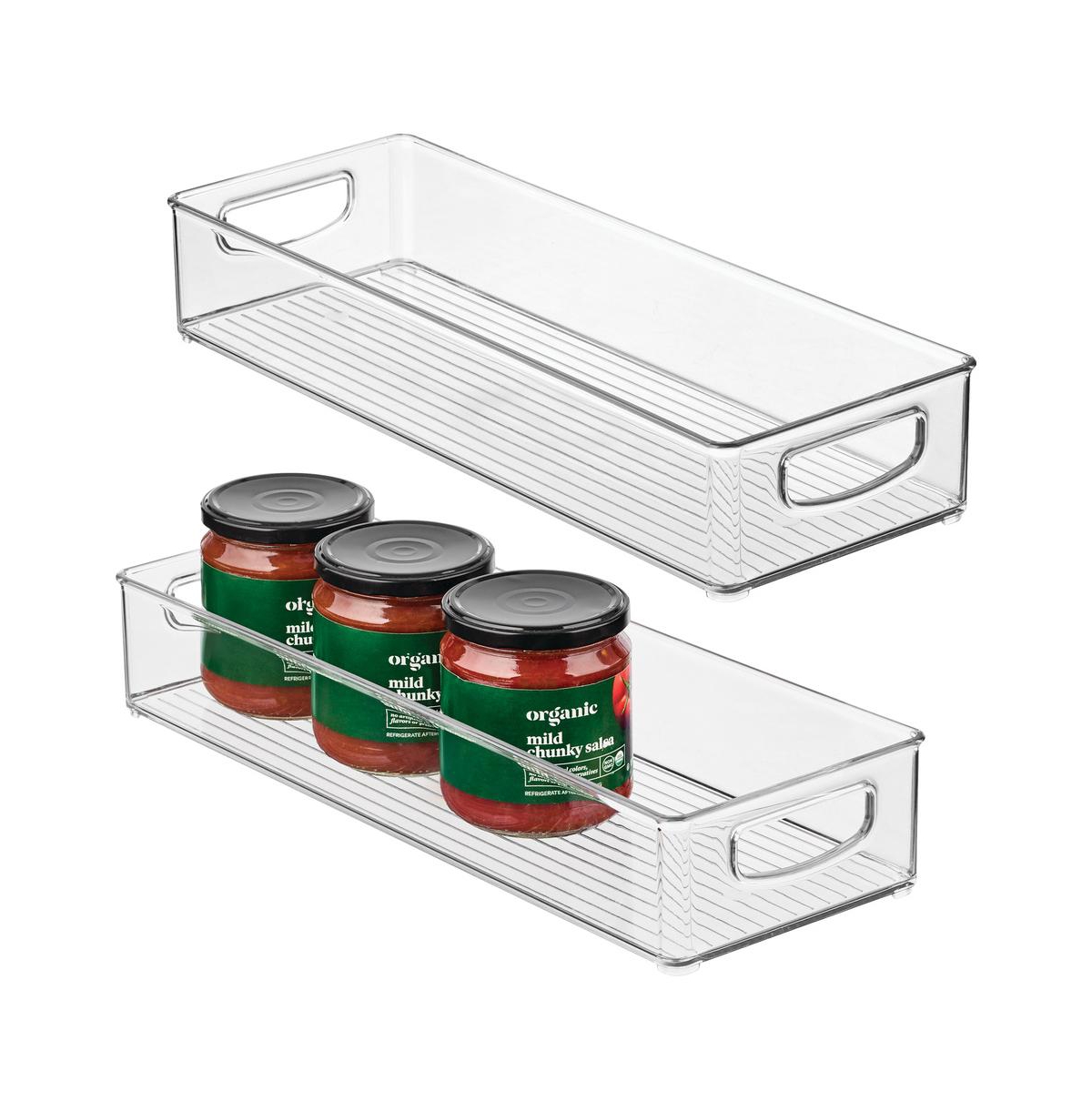 iDesign Plastic Stackable Pantry Bin with Handles, Set of 2, Clear