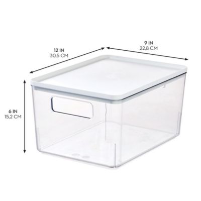 Pantry Bin with Removable Lid for Kitchen, Set of 3, Clear/White