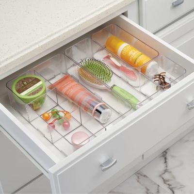 Interlocking 4-Section Plastic Drawer Organizer