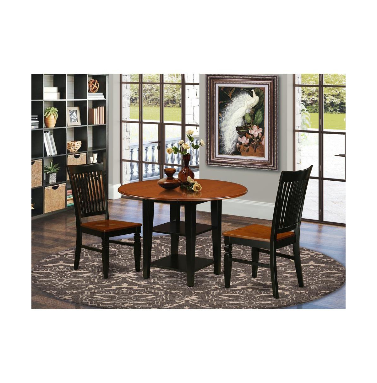 East West Furniture Dining Room Set Black & Cherry