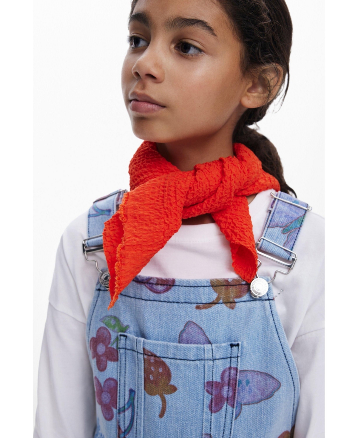 Desigual Girls Girls's Denim Dungarees With Fruits In Blue