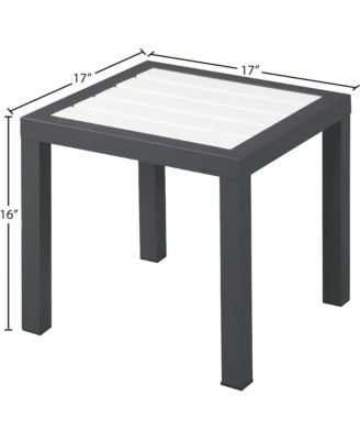 Nizuc White Wood Look Accent Paneling Outdoor Patio Aluminum End Table