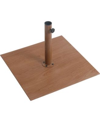 Fiji Grey Fabric / Teak Aluminum Patio Umbrella with Base Sets