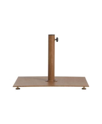 Fiji Black Fabric / Teak Aluminum Patio Umbrella with Base Sets