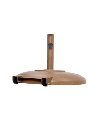 Fiji Beige Fabric / Teak Aluminum Patio Umbrella with Base Sets