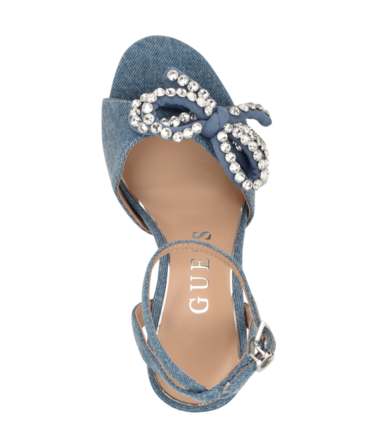 Guess Women's Charmin Rhinestone Bow Ankle Strap Dress Sandals