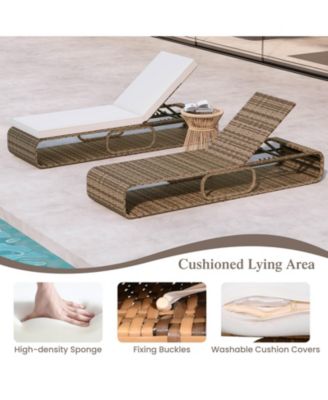 Outdoor Chaise Lounge Chair with Adjustable Backrest Cushion and Storage