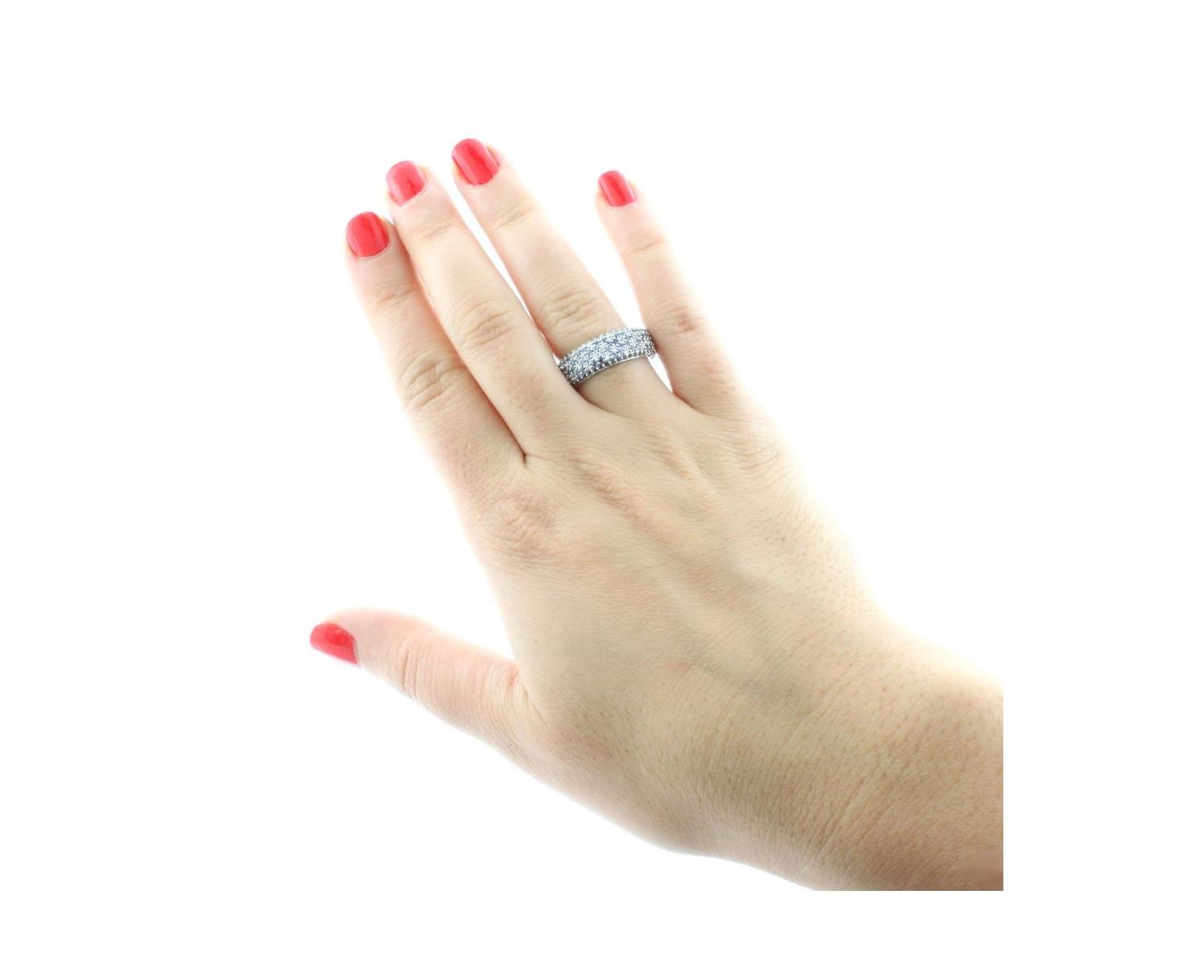 Sterling Silver Sapphire Pave Eternity Band Ring