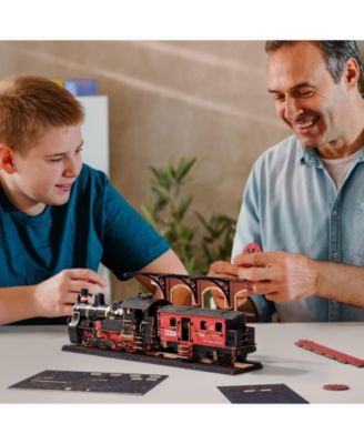 3D Puzzles Steam Journey Train Vintage Car Kit Toy Xmas Gift for Boys and Girls, Multicolored, 12.32"9.06"2.36