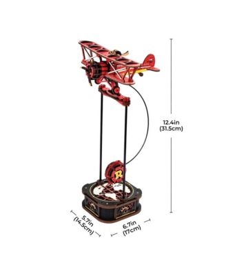 3D Puzzle Wooden Model with Aircraft Theme, DIY Pendulum Toy for Kids Adults, Red, 5.7"6.7"12.4
