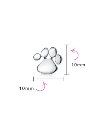 Set of 2 BFF Animal Lover Pet Dog Cat Paw Print Stud Earrings Sterling Silver