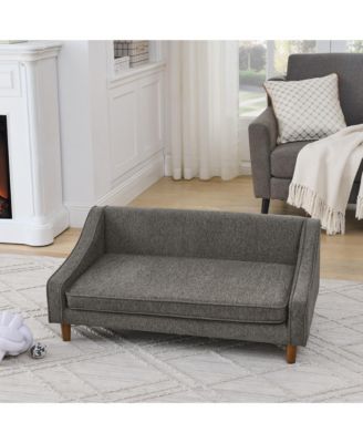 Gray Durable Elevated Dog Sofa Bed Pet Sofa with Modern Irregular Armrest Design Comfortable Soft Dog Sofa