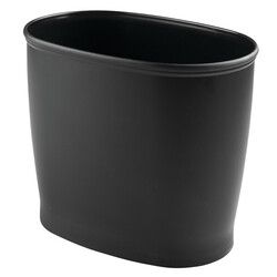 Oval 2.1 Gallon / 8 Liter Plastic Trash Can, Black, Made in USA
